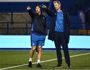 2 March 2024; Leinster backs coach Andrew Goodman and head coach Leo Cullen before the United Rugby Championship match between Cardiff and Leinster at Cardiff Arms Park in Cardiff, Wales. Photo by Harry Murphy/Sportsfile