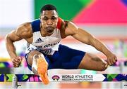 2 March 2024; Wilhem Belocian of France in action during his semi-final of the Men's 60m hurdles on day two of the World Indoor Athletics Championships 2024 at Emirates Arena in Glasgow, Scotland. Photo by Sam Barnes/Sportsfile