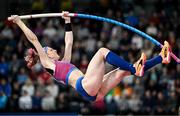 2 March 2024; Sandi Morris of USA on her way to clearing 4.65m during the Women's Pole Vault Final on day two of the World Indoor Athletics Championships 2024 at Emirates Arena in Glasgow, Scotland. Photo by Sam Barnes/Sportsfile
