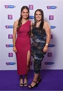 2 March 2024; Katie Byrne, left, and Amy Clifford of Dicksboro, Kilkenny, on arrival at the AIB Camogie Club Player Awards at Croke Park in Dublin. Photo by Seb Daly/Sportsfile