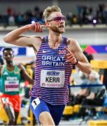 2 March 2024; Josh Kerr of Great Britain celebrates winning the Men's 3000m Final on day two of the World Indoor Athletics Championships 2024 at Emirates Arena in Glasgow, Scotland. Photo by Sam Barnes/Sportsfile