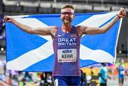 2 March 2024; Josh Kerr of Great Britain celebrates winning the Men's 3000m Final on day two of the World Indoor Athletics Championships 2024 at Emirates Arena in Glasgow, Scotland. Photo by Sam Barnes/Sportsfile