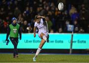2 March 2024; Ross Byrne of Leinster kicks a conversion during the United Rugby Championship match between Cardiff and Leinster at Cardiff Arms Park in Cardiff, Wales. Photo by Harry Murphy/Sportsfile
