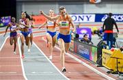 2 March 2024; Femke Bol of Netherlands wins the Women's 400m Final in a world record ime on day two of the World Indoor Athletics Championships 2024 at Emirates Arena in Glasgow, Scotland. Photo by Sam Barnes/Sportsfile
