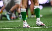 2 March 2024; A view of the socks worn by Ethan McIlroy of Ulster,from his club Ballynahinch RFC, during the United Rugby Championship match between Ulster and Dragons at Kingspan Stadium in Belfast. Photo by Ramsey Cardy/Sportsfile