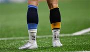 2 March 2024; A view of the socks worn by Mike Lowry of Ulster, with his club Dromore RFC, and his school, Royal Belfast Academical Institution, during the United Rugby Championship match between Ulster and Dragons at Kingspan Stadium in Belfast. Photo by Ramsey Cardy/Sportsfile