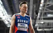 2 March 2024; Karsten Warholm of Norway before the Men's 400m Final on day two of the World Indoor Athletics Championships 2024 at Emirates Arena in Glasgow, Scotland. Photo by Sam Barnes/Sportsfile