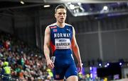 2 March 2024; Karsten Warholm of Norway before the Men's 400m Final on day two of the World Indoor Athletics Championships 2024 at Emirates Arena in Glasgow, Scotland. Photo by Sam Barnes/Sportsfile