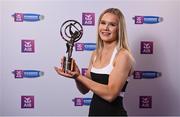 2 March 2024; Asha McHardy of Dicksboro, Kilkenny, with her 2023 Team of the Year award during at the AIB Camogie Club Player Awards at Croke Park in Dublin. The awards recognise the top performing players throughout the AIB Camogie Club Championships and celebrate their hard work, commitment, and individual achievements from the 2023 season. Photo by Seb Daly/Sportsfile