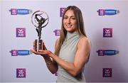 2 March 2024; Aobha O’Gorman of Dicksboro, Kilkenny, with her 2023 Team of the Year award during at the AIB Camogie Club Player Awards at Croke Park in Dublin. The awards recognise the top performing players throughout the AIB Camogie Club Championships and celebrate their hard work, commitment, and individual achievements from the 2023 season. Photo by Seb Daly/Sportsfile