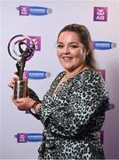 2 March 2024; Kirsty Maher of Dicksboro, Kilkenny, with her 2023 Team of the Year award during at the AIB Camogie Club Player Awards at Croke Park in Dublin. The awards recognise the top performing players throughout the AIB Camogie Club Championships and celebrate their hard work, commitment, and individual achievements from the 2023 season. Photo by Seb Daly/Sportsfile