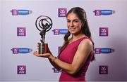 2 March 2024; Katie Byrne of Dicksboro, Kilkenny, with her 2023 Team of the Year award during at the AIB Camogie Club Player Awards at Croke Park in Dublin. The awards recognise the top performing players throughout the AIB Camogie Club Championships and celebrate their hard work, commitment, and individual achievements from the 2023 season. Photo by Seb Daly/Sportsfile