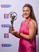 2 March 2024; Jane Cass of Dicksboro, Kilkenny, with her 2023 Team of the Year award during at the AIB Camogie Club Player Awards at Croke Park in Dublin. The awards recognise the top performing players throughout the AIB Camogie Club Championships and celebrate their hard work, commitment, and individual achievements from the 2023 season. Photo by Seb Daly/Sportsfile