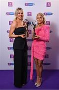 2 March 2024; Lucy Allen of Sarsfields, Cork, left, and Caitrin Dobbin of Loughgiel Shamrocks, Antrim, with their 2023 Team of the Year awards during at the AIB Camogie Club Player Awards at Croke Park in Dublin. The awards recognise the top performing players throughout the AIB Camogie Club Championships and celebrate their hard work, commitment, and individual achievements from the 2023 season. Photo by Seb Daly/Sportsfile