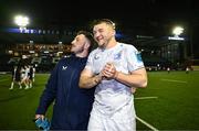 2 March 2024; Ross Molony and Will Connors of Leinster after their side's victory in the United Rugby Championship match between Cardiff and Leinster at Cardiff Arms Park in Cardiff, Wales. Photo by Harry Murphy/Sportsfile