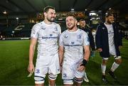2 March 2024; Max Deegan and Scott Penny of Leinster after their side's victory in the United Rugby Championship match between Cardiff and Leinster at Cardiff Arms Park in Cardiff, Wales. Photo by Harry Murphy/Sportsfile
