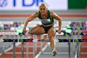 3 March 2024; Sarah Lavin of Ireland competes in her heat of the Women's 60m hurdles during day three of the World Indoor Athletics Championships 2024 at Emirates Arena in Glasgow, Scotland. Photo by Sam Barnes/Sportsfile