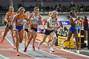 3 March 2024; Roisin Harrison of Ireland, second from right, competes in the women's 4x400m relay during day three of the World Indoor Athletics Championships 2024 at Emirates Arena in Glasgow, Scotland. Photo by Sam Barnes/Sportsfile