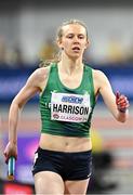 3 March 2024; Roisin Harrison of Ireland competes the women's 4x400m relay during day three of the World Indoor Athletics Championships 2024 at Emirates Arena in Glasgow, Scotland. Photo by Sam Barnes/Sportsfile