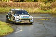 3 March 2024; Tommy Doyle and Liam Moynihan in their (Hyundai i20 R5) during the Mayo Stages Rally Round 1 of the Triton Showers National Rally Championship in Ballina,in Mayo. Photo by Philip Fitzpatrick/Sportsfile
