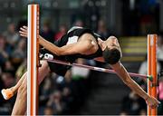 3 March 2024; Hamish Kerr of New Zealand clears 2.31m in the men's high jump during day three of the World Indoor Athletics Championships 2024 at Emirates Arena in Glasgow, Scotland.  Photo by Sam Barnes/Sportsfile