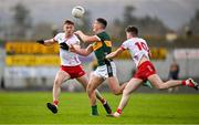 3 March 2024; Joe O'Connor of Kerry in action against Brian Kennedy and Ciarán Daly of Tyrone during the Allianz Football League Division 1 match between Kerry and Tyrone at Fitzgerald Stadium in Killarney, Kerry. Photo by Brendan Moran/Sportsfile