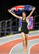 3 March 2024; Hamish Kerr of New Zealand celebrates clearing a world lead height of 2.36m to win the men's high jump during day three of the World Indoor Athletics Championships 2024 at Emirates Arena in Glasgow, Scotland.  Photo by Sam Barnes/Sportsfile