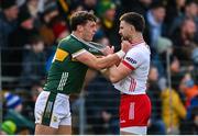 3 March 2024; David Clifford of Kerry annd Padraig Hampsey of Tyrone during the Allianz Football League Division 1 match between Kerry and Tyrone at Fitzgerald Stadium in Killarney, Kerry. Photo by Brendan Moran/Sportsfile