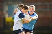 3 March 2024; Aine O'Neill of Waterford in action against Jennifer Dunne of Dublin during the Lidl LGFA National League Division 1 Round 5 match between Waterford and Dublin at Fraher Field in Dungarvan, Waterford. Photo by Seb Daly/Sportsfile