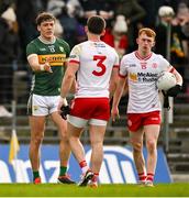3 March 2024; David Clifford of Kerry and Padraig Hampsey of Tyrone shake hands after the Allianz Football League Division 1 match between Kerry and Tyrone at Fitzgerald Stadium in Killarney, Kerry. Photo by Brendan Moran/Sportsfile