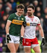 3 March 2024; David Clifford of Kerry and Padraig Hampsey of Tyrone during the Allianz Football League Division 1 match between Kerry and Tyrone at Fitzgerald Stadium in Killarney, Kerry. Photo by Brendan Moran/Sportsfile