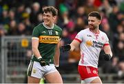 3 March 2024; David Clifford of Kerry and Padraig Hampsey of Tyrone during the Allianz Football League Division 1 match between Kerry and Tyrone at Fitzgerald Stadium in Killarney, Kerry. Photo by Brendan Moran/Sportsfile