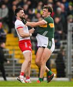 3 March 2024; Padraig Hampsey of Tyrone and David Clifford of Kerry during the Allianz Football League Division 1 match between Kerry and Tyrone at Fitzgerald Stadium in Killarney, Kerry. Photo by Brendan Moran/Sportsfile