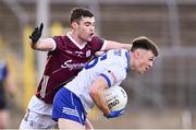 3 March 2024; Ciaran McNulty of Monaghan in action against Seán Mulkerrin of Galway during the Allianz Football League Division 1 match between Monaghan and Galway at St Tiernach's Park in Clones, Monaghan. Photo by Ben McShane/Sportsfile