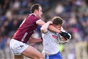 3 March 2024; Karl O'Connell of Monaghan is tackled by John Maher of Galway during the Allianz Football League Division 1 match between Monaghan and Galway at St Tiernach's Park in Clones, Monaghan. Photo by Ben McShane/Sportsfile