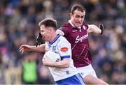 3 March 2024; Karl O'Connell of Monaghan is tackled by John Maher of Galway during the Allianz Football League Division 1 match between Monaghan and Galway at St Tiernach's Park in Clones, Monaghan. Photo by Ben McShane/Sportsfile