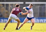 3 March 2024; Micheál Bannigan of Monaghan is tackled by Robert Finnerty of Galway during the Allianz Football League Division 1 match between Monaghan and Galway at St Tiernach's Park in Clones, Monaghan. Photo by Ben McShane/Sportsfile