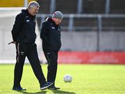 3 March 2024; Cork manager John Cleary and his selector Kevin Walsh, left, before the Allianz Football League Division 2 match between Cork and Kildare at SuperValu Páirc Ui Chaoimh in Cork. Photo by Piaras Ó Mídheach/Sportsfile