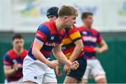 3 March 2024; Paul Flanagan of Clontarf FC celebrates after team-mate Eddie Rees, not pictured, scores their side's third try during the JP Fanagan League match between Lansdowne FC and Clontarf FC at Lansdowne RFC in Dublin. Photo by Tyler Miller/Sportsfile