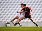 3 March 2024; Daniel Flynn of Kildare shoots under pressure from Daniel O'Mahony of Cork during the Allianz Football League Division 2 match between Cork and Kildare at SuperValu Páirc Ui Chaoimh in Cork. Photo by Piaras Ó Mídheach/Sportsfile