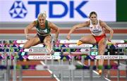 3 March 2024; Sarah Lavin of Ireland, left, and Pia Skrzyszowska of Poland in action during the Women's 60m Hurdles Final day three of the World Indoor Athletics Championships 2024 at Emirates Arena in Glasgow, Scotland. Photo by Sam Barnes/Sportsfile