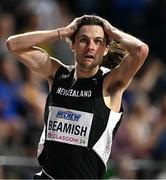 3 March 2024; Geordie Beamish of New Zealand celebrates winning the Men's 1500m Final on day three of the World Indoor Athletics Championships 2024 at Emirates Arena in Glasgow, Scotland. Photo by Sam Barnes/Sportsfile
