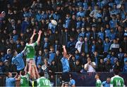 4 March 2024; St Michael's College supporters watch a lineout during the Bank of Ireland Leinster Schools Senior Cup semi-final match between St Michael's College and Gonzaga College at Energia Park in Dublin. Photo by Harry Murphy/Sportsfile
