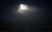 4 March 2024; Rain falls in front of the floodlights before the SSE Airtricity Men's Premier Division match between Shamrock Rovers and Derry City at Tallaght Stadium in Dublin. Photo by Stephen McCarthy/Sportsfile