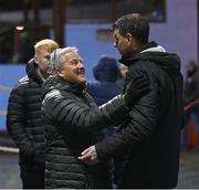 4 March 2024; Drogheda United manager Kevin Doherty, right, with John Gill before the SSE Airtricity Men's Premier Division match between Drogheda United and Bohemians at Weavers Park in Drogheda, Louth. Photo by Ben McShane/Sportsfile