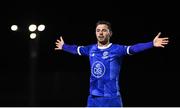4 March 2024; Padraig Amond of Waterford celebrates scoring his side's second goal during the SSE Airtricity Men's Premier Division match between Waterford and St Patrick's Athletic at the Regional Sports Centre in Waterford. Photo by Piaras Ó Mídheach/Sportsfile