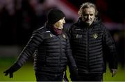 4 March 2024; Galway manager John Caulfield, left, and assistant manager Ollie Horgan during the SSE Airtricity Men's Premier Division match between Shelbourne and Galway United at Tolka Park in Dublin. Photo by Harry Murphy/Sportsfile