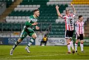4 March 2024; Markus Poom of Shamrock Rovers celebrates after scoring his side's second goal during the SSE Airtricity Men's Premier Division match between Shamrock Rovers and Derry City at Tallaght Stadium in Dublin. Photo by David Fitzgerald/Sportsfile