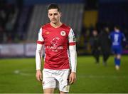 4 March 2024; Ruairí Keating of St Patrick's Athletic after his side's defeat in the SSE Airtricity Men's Premier Division match between Waterford and St Patrick's Athletic at the Regional Sports Centre in Waterford. Photo by Piaras Ó Mídheach/Sportsfile