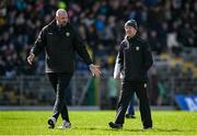 3 March 2024; Kerry selector Micheál Quirke, left, and manager Jack O'Connor before the Allianz Football League Division 1 match between Kerry and Tyrone at Fitzgerald Stadium in Killarney, Kerry. Photo by Brendan Moran/Sportsfile